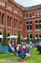 London, V&A Museum inner yard with cafe Royalty Free Stock Photo