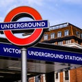 London Victoria Underground Station Sign Post Royalty Free Stock Photo