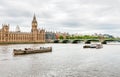London - view of Thames river, Big Ben clock tower, Houses of Parliament. Royalty Free Stock Photo