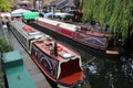 London waterbus boats moored by Camden Lock Royalty Free Stock Photo