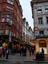 London, wet streets and cloudy day