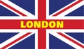 LONDON written in yellow on a Union Jack flag vector Royalty Free Stock Photo