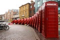 London's iconic tumbling telephone boxes sculpture