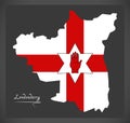Londonderry Northern Ireland map with Ulster banner