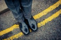 Londoner on immaculate shoes Royalty Free Stock Photo