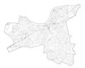 Satellite view of the London boroughs, map and streets of Wandsworth borough. England