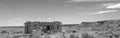 Lone adobe southwest home in Arizona USA - black and white Royalty Free Stock Photo