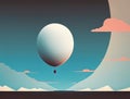 A lone balloon floating against a backdrop of endless sky representing human imagination. Art concept. AI generation