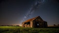 Lone barn with milkyway at night great landscape epic shot Royalty Free Stock Photo