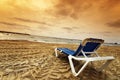 A lone beach chair