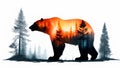 Silhouette of a bear against the backdrop of a winter forest, AI generated Royalty Free Stock Photo