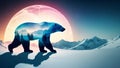 Silhouette of a bear against the backdrop of a winter forest, AI generated Royalty Free Stock Photo