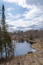 Lone Bench Overlooking a Lake in Ontario