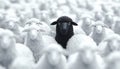 The Lone Black Sheep Standing Out Among A Herd Of White Sheep Royalty Free Stock Photo