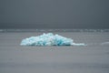 A lone blue iceberg from a glacier sits in Resurrection Bay