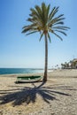 A lone boat on the beach at Castell de Ferro, Spain Royalty Free Stock Photo