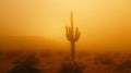 A lone cactus stands tall against the onslaught of the sandstorm its spiny arms reaching upwards Royalty Free Stock Photo