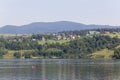 Lone canoeist on the lake Czorsztynskie, Poland Royalty Free Stock Photo