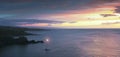 A Catamaran in Honolua Bay at Sunset, Maui, Hawaii Royalty Free Stock Photo