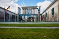 A lone cyclist in front of the Federal Chancellery in Berlin, Germany Royalty Free Stock Photo