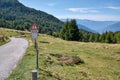 Lone cyclist near top of Italy`s Mortirolo Pass