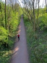 Lone cyclist social distancing in Nottinghamshire, England