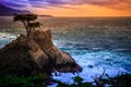 The Lone Cypress at Sunset, from the 17 Mile Drive, in Pebble Beach, California Royalty Free Stock Photo