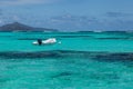 Lone Empty Dinghy Boat Floating Tropical Water Royalty Free Stock Photo