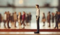 Lone Figure Among Blurred Crowd Miniature Royalty Free Stock Photo
