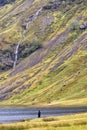 Lone figure at the edge of Loch Achtriochtan, Glencoe, Scotland. Royalty Free Stock Photo