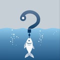 Hooked on a Question Conceptual Fishing Illustration Royalty Free Stock Photo