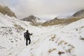 A lone hiker in the Alps. Royalty Free Stock Photo