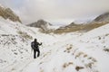 A lone hiker in the Alps.