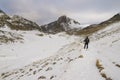 A lone hiker in the Alps. Royalty Free Stock Photo