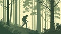 Lone Hiker on a Forest Path, Serene Wilderness Exploration Vector Design Generative AI Royalty Free Stock Photo