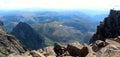 Lone hiker on the the peak of Cradlel mountain Royalty Free Stock Photo