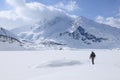 A lone hiker on the snow. Mont Cenis ( France ).