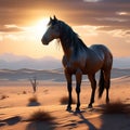 a lone horse standing proudly in a sun drenched desert trending on artstation sharp focus studi Royalty Free Stock Photo