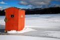 A lone ice fishing hut