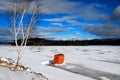 A lone, ice fishing shack Royalty Free Stock Photo