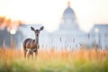 lone impala grazing in savannah at sunrise Royalty Free Stock Photo