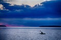 Silhouetted Kayaker on Lake Michigan Near Ephraim, WI