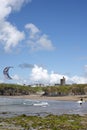 Lone kite surfer getting prepared