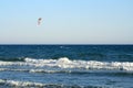 Lone kite-surfer at the sea