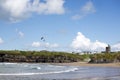 Lone kite surfer surfing at ballybunion beach