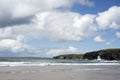 Lone kite surfer surfing the waves