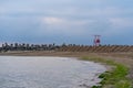 Lone lifeguard stand on beach