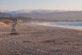 Lifeguard tower on beach in Monterey Bay, California, USA