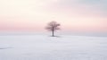 Lone lonely tree in winter solitude, minimalist. Generative AI weber.