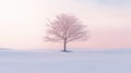 Lone lonely tree in winter solitude, minimalist. Generative AI weber.